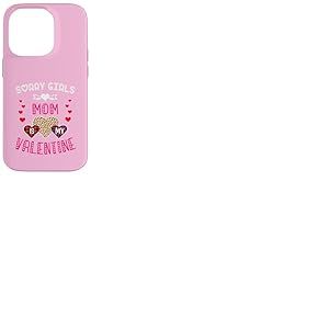 Sorry Girls Mommy is My Valentine C&oelig;urs l&eacute;opard et Plaid Coque pour iPhone 14 Pro