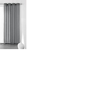 LINDER - Voilage uni et tamisant en Poly/Lin Polyester Gris foncé 240 x 150