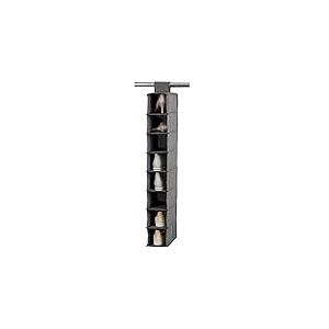 LOVE IT STORE IT - Premium- Étagère A Chaussures Suspendue - en Lin - Pliable - avec 8 Compartiments - Renforcement Bois - pour Armoire - 15x30x100cm - Gris Chiné