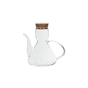 DRW Huilier en Verre Borosilicate de 500 ML avec Bouchon en liège Transparent 15,5 x 12 x 12 cm