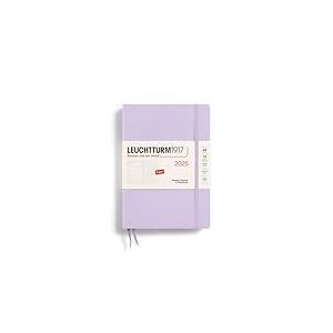 LEUCHTTURM1917 370661 Agenda semainier et bloc-notes 2025, format moyen A5, couverture rigide, pour 12 mois, à pois, violet