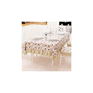 PETTI Artigiani Italiani Nappe de Table d'extérieur en Plastique avec Volants en Coton imperméable Motif Cercles Beige 140 x 240 cm 140 x 240 cm