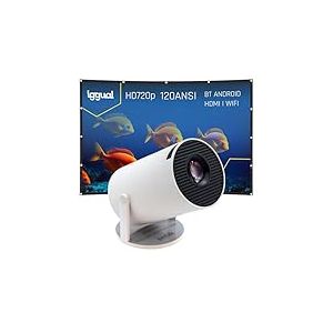 Iggual - Projecteur Portable avec Écran 100”, Videoprojecteur MP720p avec Android TV, HDMI, WiFi et Bluetooth 5.0, Projecteur 120 ANSI Lumens avec Correction Verticale, Rotation à 180º et Haut-Parleur