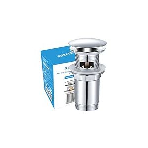 SURFOU Bonde de Lavabo sans Trop-Plein, Clapet de Vidage Pop-up en Acier Inoxydable, Système à clapet Anti Colmatage pour Salle de Bain, Finition Chromée Argentée