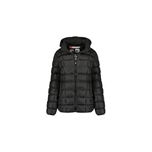 Geographical Norway Babette Lady Short Parka Longue Epaisse Chaude Femme Automne Hiver - Manteau Fin Capuche Fausse Fourure - Blouson Coupe Vent - Doudoune Elegante Femmes (Noir M)
