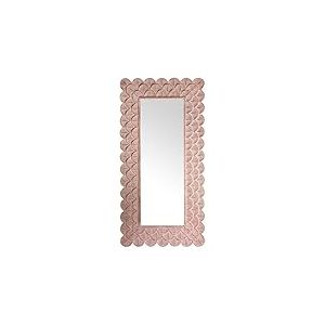 DRW Miroir Mural rectangulaire en Bois avec reliefs en Naturel 90 x 180 x 7 cm