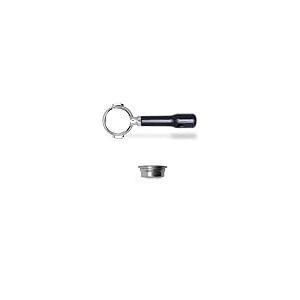 Lelit Bottomless Porte-Filtre Lelit 58 - Inclut un Filtre en Acier Inoxydable à 2 Doses - Poignée Classique - PLA580S - Argent/Noir Poli