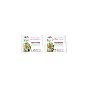 Love & Green - Lingettes Toilettes Saines et Ecologiques - Paquet de 55 Lingettes - Certifiées Cosmo Natural par ECOCERT et FSC - Emballage recyclable (Lot de 2)