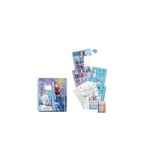 Carnet de Coloriages La Reine des Neiges - Inclut Pochoirs, Autocollants, des Crayons et des Feutres de Couleur - Kit d'Activités et de Fournitures Scolaires - Produit Original Conçu en Espagne