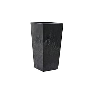 Nizza Stone Pot de Fleurs en Plastique avec Insert Noir Aspect b&eacute;ton 35 x 35 x 68 cm