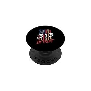 Detroit T-Shirt Michigan Drapeau Am&eacute;ricain USA 313 R&eacute;tro PopSockets PopGrip Adh&eacute;sif