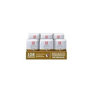 illy, Capsules de Caf&eacute; Iperespresso Arabica Selection Nicaragua, 100% Arabica, Notes de Fruits Secs, de Pain Grill&eacute; et de Chocolat Noir, Saveur Enveloppante, 6 Paquets de 18 (108 Capsules au Total)