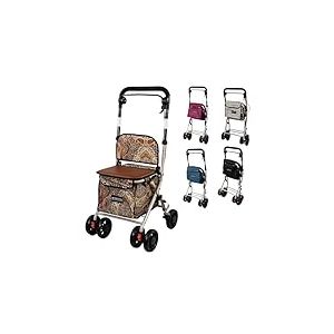 Mobiclinic®, Chariot de courses avec siège, Déambulateur pliant, 21 l, Coliseo, Marque europénne, Levier unique, Acier, Rembourré, Système freinage, Sac à provisions, A motifs