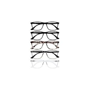 OPULIZE NYX Lunette anti lumiere bleue femme & homme - Lunette Loupe Ecran/Gaming - Lot de 5 - Anti-&eacute;blouissement, UV400, L&eacute;g&egrave;re - Rectangulaire - Noir Marron Gris Translucide - + 1,50