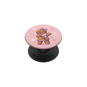 Joli n&oelig;ud Rose en Pain d'&eacute;pice avec Motif l&eacute;opard de No&euml;l PopSockets PopGrip Adh&eacute;sif