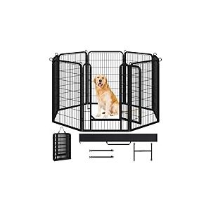 Yaheetech Parc pour Chien 68 x 100 cm 8 Panneaux Enclos Chien Chiot Lapin Canard Rongeur Enclos Cage pour Chien Cl&ocirc;ture en M&eacute;tal Chenil Exterieur avec Sac de Rangement