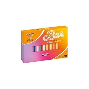 BIC 4 Couleurs Le Bar à Couleurs Stylos-Bille Rétractables à Pointe Moyenne (1,0 mm) Corps Uni - Couleurs Assorties, Coffret de 12