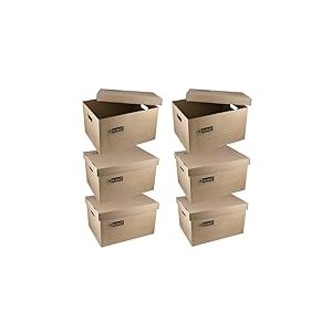 D.RECT Boîte D’archivage 2105 – Lot de 6 cartons avec Couvercle Séparé – Carton de Rangement Kraft FSC pour Transport et Stockage de Dossiers, Boîtes 105 mm – 420 g/m²