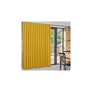 DWCN Rideaux de Porte coulissante pour Porte en Verre, s&eacute;parateur de pi&egrave;ce occultant Thermique avec Languette arri&egrave;re et Poche pour Barre de s&eacute;paration pour Chambre &agrave; Coucher Jaune 100 x 96 cm