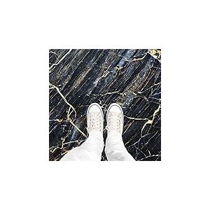 Ambiance Sticker Sol Carreaux de Ciment Azulejos avec Laminat de Protection Plastique Anti-D&eacute;rapant | Mabre Noir Lignes Dor&eacute;es Sol R&eacute;sistant &agrave; l'eau - Sticker Carrelage Adh&eacute;sif pour Sol - 45 x 45 cm