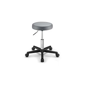 SONGMICS Tabouret de Bar &agrave; Roulettes, Chaise R&eacute;glable en Hauteur, Si&egrave;ge Pivotant, Surface en PU, Tabouret de Travail, Salon d&rsquo;Esth&eacute;tique, Salon de Coiffure, Bureau, Cabinet, Gris Tourterelle LJB061G01