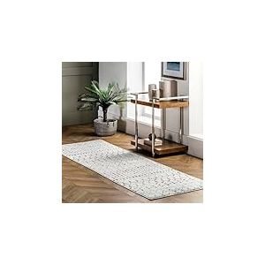 nuLOOM Blythe Tapis marocain – Tapis de Couloir de Transition Blanc et Noir/Noir pour Salon, Chambre à Coucher, Salle à Manger, entrée, Couloir, Cuisine (61 x 243 cm)