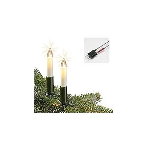 hellum LED chaîne lumineuse arbre de Noël Made-in-Germany éclairage d'arbre de Noël bougies chaîne lumineuse à l'intérieur avec clip, 15 LED blanc chaud, éclairé 980 cm <59 lumens, câble vert 801545