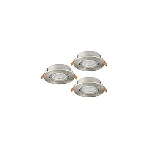 Eglo jeu de 3 spots LED encastr&eacute;s Barranco, lampes &agrave; encastrer avec dip switch, luminaires encastrables ronds, &eacute;clairage de plafond en plastique argent&eacute;, blanc chaud - froid, ampoules GU10
