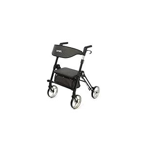 Carlett – Lett Ride Ice | Déambulateur avec siège et dossier amovibles | Panier amovible | Guidon réglable sur 4 hauteurs | Porte-canne | Dispositif médical de classe I | Gris clair
