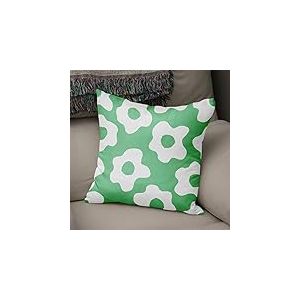 BonaMaison Housse de Coussin Motif, Vert pétrole et Blanc Taie d'oreiller pour Lit Voiture Canapé Maison Salon Chambre, Décoration D'intérieur, 43x43cm - Conçu et Fabriqué en Turquie