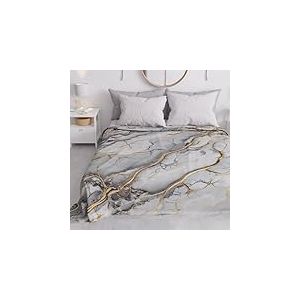 PETTI Artigiani Italiani - Couvre-lit 1 Place (160x260 cm) Printemps Été, Parure de Lit Légère Simple, Draps de Lit Une Personne, Marbre Gris Clair, 100% Fabriqué en Italie