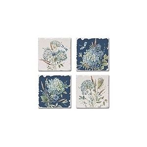 Thirstystone Lot de 4 Dessous-de-Verre en Forme de carrelage Absorbant avec Dos en liège de Protection Bleu bohème Fabriqué aux États-Unis