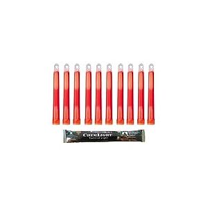 Cyalume Bâton lumineux rouge militaire ChemLight Lightsticks 15cm, Light Sticks très lumineux avec durée de 12 heures (Carton de 500)