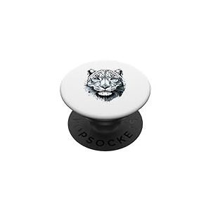 Léopard des neiges, animal léopard blanc, visage de léopard des neiges PopSockets PopGrip Adhésif