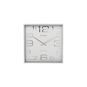 DONREGALOWEB Horloge Murale carr&eacute;e Acrylique avec trotteuse Continue en Blanc et Argent 28 x 28 x 4 cm