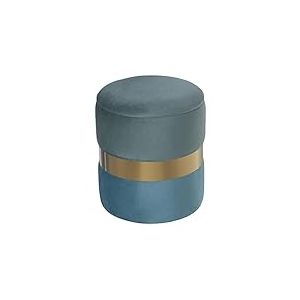 DRW Pouf de Rangement en Bois + DM, métal et Polyester en Vert d'eau, Bleu et doré 37 x 43 x 7 cm