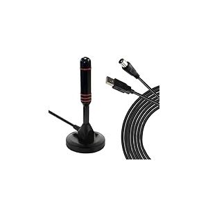 HD-Line & Leyf HD-980T Antenne TV ?ntérieur Puissante, High Gain VHF-UVF-FM DVB-T2 Décodeur TNT HD Terrestre/Antenne à Base magnétique Portable pour Une réception puissante du Signal TV, 3m Câble