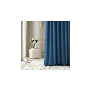 ROOM99 Rideau avec Passe Tringle Aura 180 x 250 cm Largeur x Hauteur, Décoration de Fenêtre, Curtains et Draperies intérieurs pour Salon, Chambre Moderne Lisse Bleu foncé, 1 pièce