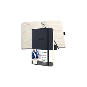 SIGEL C2423 Agenda semainier 2024, A6, couverture souple, noir - Conceptum