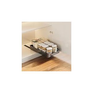 Tiroir Coulissant Cuisine, Etagere Cuisine Tiroir Telescopique Cuisine, Organiseurs De Placards Plateau Coulissant Cuisine, Salon Maison Rangement Organisateur Cuisine, Pas De PerçAge, 20x43x7cm, Noir