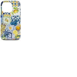 Carrelage méditerranéen et jaune jaune mignon été italien Coque pour iPhone 13 Pro