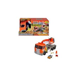 Matchbox Coffret Action Drivers Excavatrice Transformable, Grand Camion-Benne Échelle 1/64 À Compartiments Pratiques, 4 Accessoires De Chantier, Jouet Enfant, A Partir De 3 Ans, HPD64