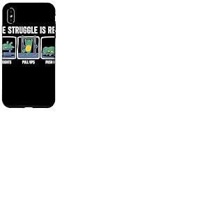The Struggle is Real Dinosaure Cartoon Humour Sport Fitness Coque pour iPhone XS Max