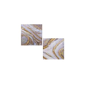 DRW Lot de 2 tableaux sur toile en bois carré abstrait multicolore 80 x 2,5 x 80 cm