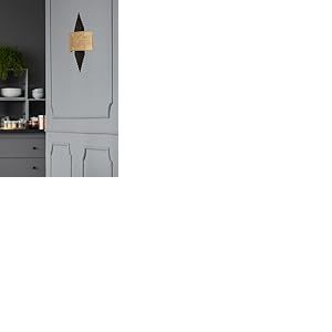 Opviq Applique murale &eacute;l&eacute;gante avec corps en m&eacute;tal et capuchon en tissu, 65 cm de hauteur, noir et beige | 1 LED 3,15 W, aliment&eacute; par piles, IP20 | Parfait pour la d&eacute;coration moderne