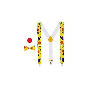 Widmann - Kit de déguisement Clown, Bretelles, Noeud Papillon et Nez, Carnaval, fête à thème, Anniversaire, Cirque