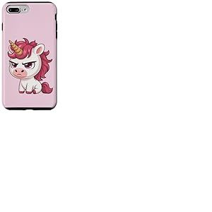 Licorne Mignonne en col&egrave;re Dessin anim&eacute; dr&ocirc;le Fantaisie Art Grincheux Licorne Coque pour iPhone 7 Plus/8 Plus