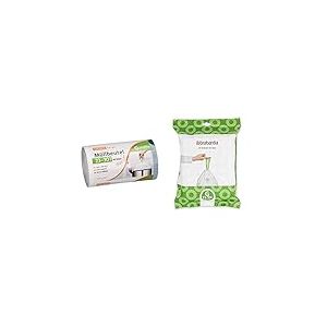DEISS Lot de 40 sacs poubelle pour Touch Bin de Brabantia, taille G, 23 à 30 l & Brabantia Sacs Poubelle PerfectFit Blanc (Code G/23-30 Litres) Ultra Résistant, Poignées Coulissantes (40 Sacs)