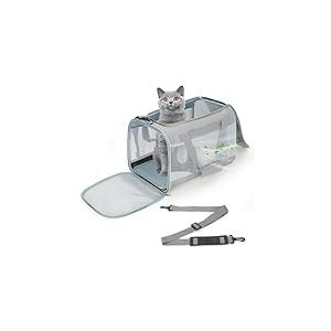 Cozary Sac De Transport Chat, Sac Transport Chien, Caisse De Transport Chat Respirant pour Petit Chien,Chat, Voyage en Train/Voiture(45x30x30 Cm, Gris)