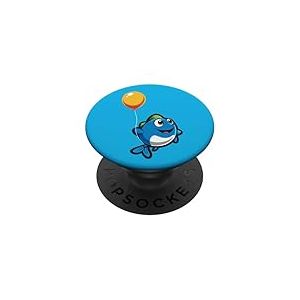 Un Poisson Mignon Vole avec Un Ballon. Poisson Volant PopSockets PopGrip Adh&eacute;sif